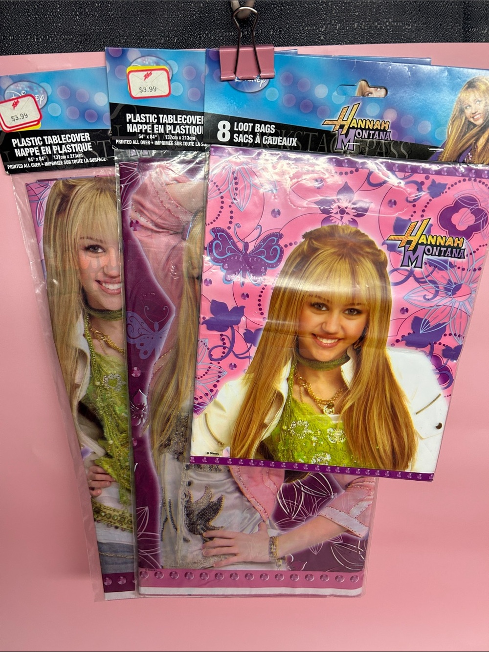 Hannah Montana Pink Party Loot Bags - Set of 8 and 2 plastic tablecover